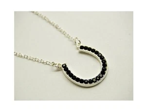 Indianapolis Colts Black Horseshoe Crystal Fashion Pendant Necklace   - Picture 1 of 1