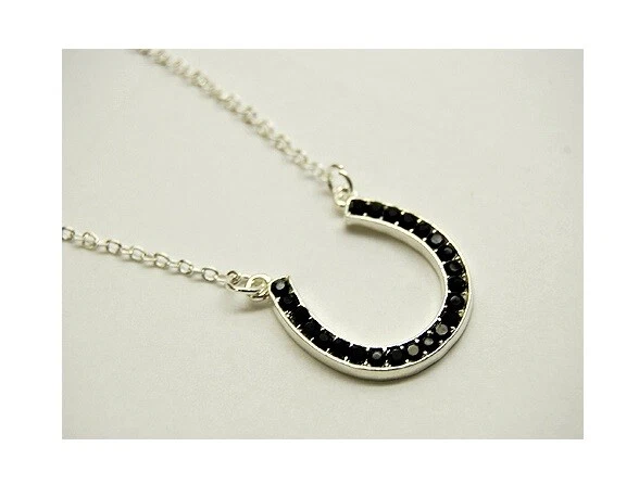 Indianapolis Colts Black Horseshoe Crystal Fashion Pendant Necklace   - Image 1 of 1