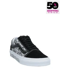 RRP€106 VANS Old Skool Leather Canvas Sneakers US5.5 UK3 EU35 Black Logo Flat - Imagen 1 de 4