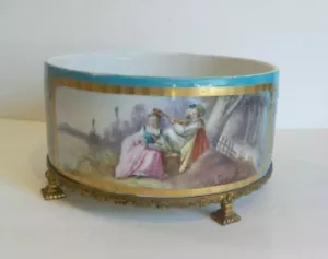 19th C. Sevres Style French Porcelain Planter / Jardiniere, Bronze Mounts - Picture 1 of 12