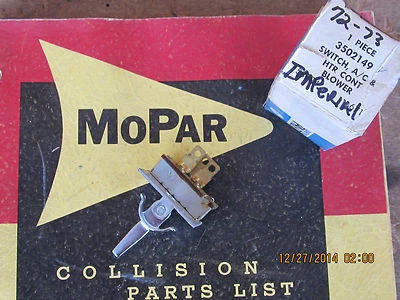 NOS MOPAR INTERRUPTOR DE SOPLADOR DE A/C 1972 1973 CHRYSLER IMPERIAL 3502149 Foto 1 de 3