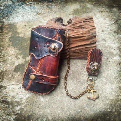 Leather unique handmade wallet, Viking wallet, Motor wallet, Biker riders wallet - Image 1 of 4