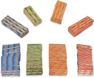 Essential 200 Pcs Assorted Packed Flat Stripped Coin Wrappers,Coin Rolls Wrapper - Picture 1 of 12