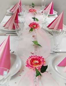 Kompl Tischdeko Tischschmuck Taufe Geburt Mädchen rosa pink ca.8-10 Pers. - Bild 1 von 9