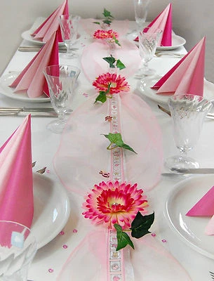 FIBULA[STYLE]® Kompl Tischdeko Tischschmuck Taufe Geburt Mädchen rosa pink ca.8-10 Pers.