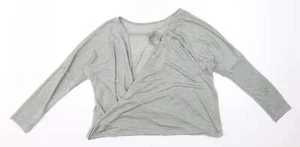Debenhams Womens Grey Viscose Blend Jersey Blouse Size 16 V-Neck - Picture 1 of 12