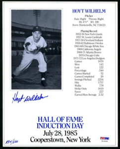 Tarjeta de Inducción Hoyt Wilhelm FIRMADA 8x10 Foto HOF Gigantes PSA/ADN AUTOGRAFIADA - Imagen 1 de 2