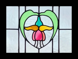 Incredibile rara finestra in vetro colorato inglese antico Art Nouveau Fuschia - Foto 1 di 1
