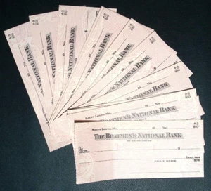 Vintage 1950s The Boatmen's National Bank of St. Louis Blank Checks - Set of 10 - Picture 1 of 5