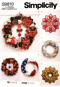 Simplicity 9810 Seasonal Wreaths Sewing Pattern ~ 6 Designs *NEW* - Picture 1 of 8