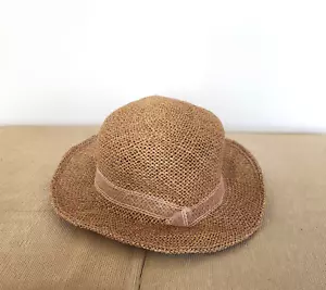 Cappello da donna in paglia, fatto a mano, con nastro rosa. Italia Vintage - Foto 1 di 7