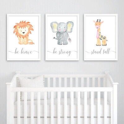 Safari Animal Baby Nursery Art Prints Set Childrens Bedroom Decor Boy Girl Gift • 3.99£