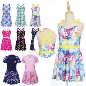Girl One Piece Swimsuit with Skirt Bathing Suit Swimwear Bathing Suit Hawaiian - Picture 1 of 63