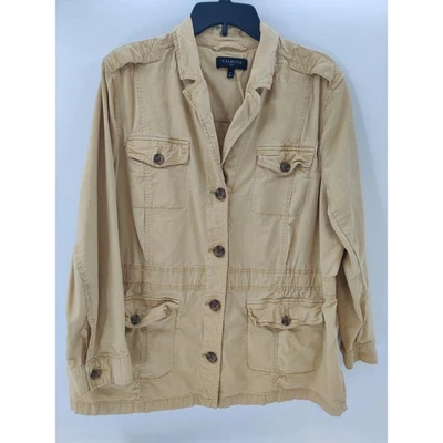 Chaqueta utilitaria Talbots talla grande 2X amarillo pálido mezcla de algodón diseño de cuatro bolsillos Foto 1 de 4