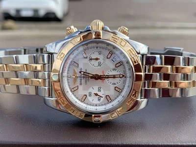 Breitling Chronomat 41 MOP Two Tone 18K Rose Gold Stainless Steel Watch CB0140 - Image 1 of 4