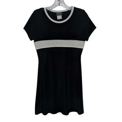 Vestido Vintage Años 90 Negro Blanco Rayas Talla Pequeña Elástico Patinador Grunge Babydoll Foto 1 de 4