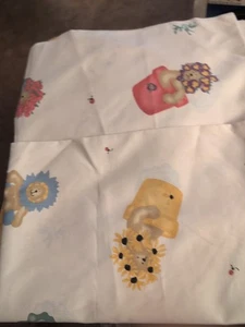 VTG Daisy Kingdom Fabric GARDEN BEARS ALLOVER TOSSED POTS ~ 45" X 52" - Picture 1 of 2