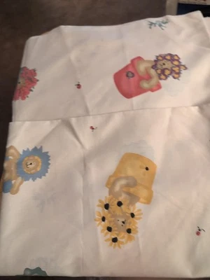 VTG Daisy Kingdom Fabric GARDEN BEARS ALLOVER TOSSED POTS ~ 45" X 52" - Image 1 of 2