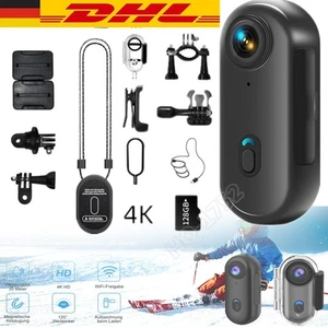 Action Cam 128G 4K 30FPS Mini Body Kamera WiFi 30M Wasserdicht Helmcamera Set - Bild 1 von 14
