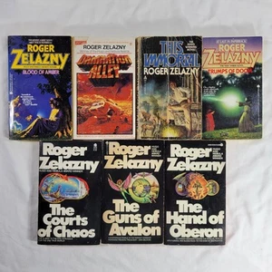 Roger Zelazny Paperback Book Lot 7 Vintage Sci-Fi Books Blood Of Amber USED - Picture 1 of 24