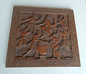 Maurice Sonfack Panneau en bois sculpté tribal africain Cameroun - Imagen 1 de 11