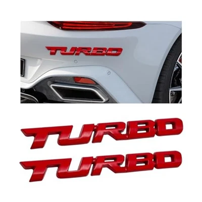 2PCS Turbo Car Emblem Decal, 3D Metal Turbo Badge for Auto Side Body Red, 2PCS - Image 1 of 4