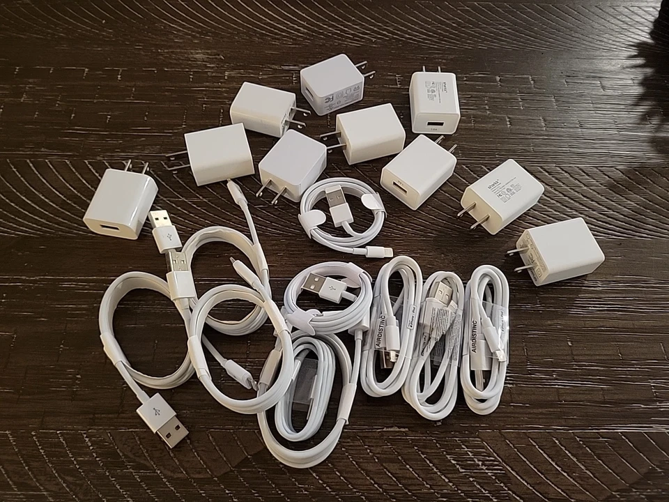 10 PACK Apple iPhone / iPad Lite-ning to USB Cable Charger Cord 3FT w/ Bricks - Image 1 of 1