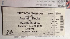 Trevor Zegras 2023 Ticket Anaheim Ducks Flyers 3rd Michigan Goal (NHL Record) - Picture 1 of 2