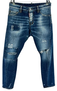 DSQUARED2 Sexy Twist Men Denim Stretch Straight Leg Jeans W32 L30 - Picture 1 of 12