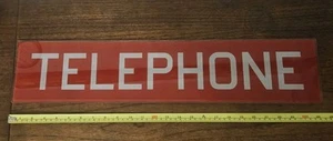 Vintage Phone Booth Red Glass Sign 25 X 5" - Picture 1 of 4