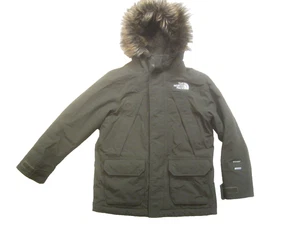 North Face DRYVENT Parka Boys Sz Sm 7/8 Youth Army Green 600 FiauxFur Hood EUC - Picture 1 of 12
