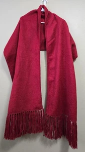 ALPAKA CAMARGO Damen Fransen Schal rot Alpaka Peru 80x19 Halstuch Tuch  - Bild 1 von 12