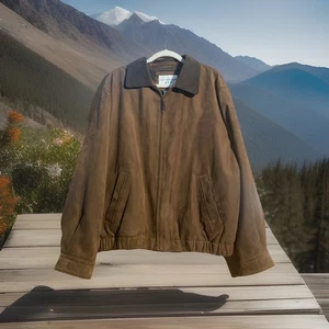 Covington Men’s Brown Faux Suede All Weather Bomber Jacket Size Large 42/44 - Picture 1 of 10