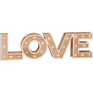 Scritta "Home" O "Love" Luminosa Decorativa, in Legno, a LED Colore Bianco Caldo - Foto 1 di 2