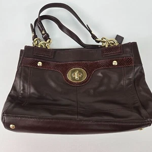 Bolso de hombro Coach de cuero marrón con herrajes dorados y cierre giratorio-F16531 - Imagen 1 de 11
