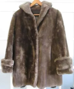 Vintage Real Fur Women's Brown ¾ Length Coat with Hidden Pockets Size XL - Picture 1 of 10
