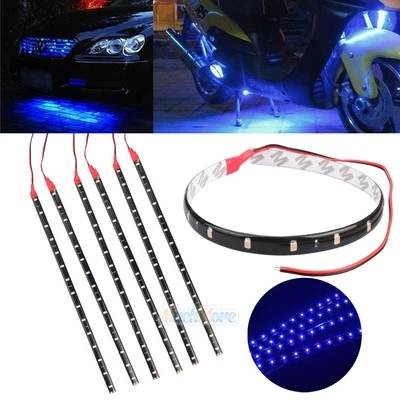 6PCS Waterproof 12''/15 DC 12V Motor LED Strip Light For Car Motorcycle Blue USA - Image 1 of 4