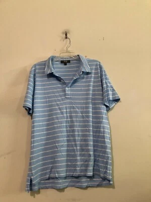 Camisa Polo Fiii Talla XL Italiana Azul Aqua Blanco Hombres Rayas 100% Algodón Foto 1 de 4
