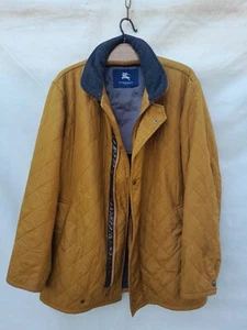 Burberry Car Coat Mens Large Mustard Diamond Quilted Fleece Lining Made in Spain - Picture 1 of 24