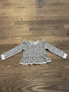 Janie and Jack Girls Snow Leopard Peplum Sweater Size 4 | Animal Print - Picture 1 of 6