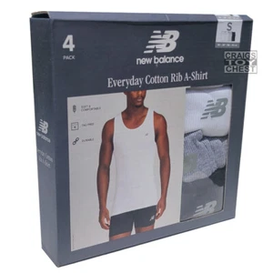 New Balance Men's Cotton Performance Rib Sleeveless Tank Top Undershirt 4 Pack S - Picture 1 of 2