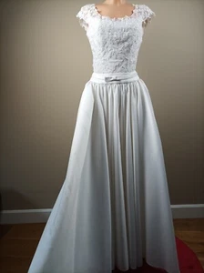 Para mujeres Blanco Boda Vestido de Novia Encaje Set Prenda para el torso Falda Sin mangas - Imagen 1 de 17