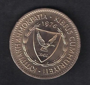 ESCUDO DE ARMAS Y MUFFLON CHIPRIOTA 1976 100 mils BRILLANTE UNC. y MONEDA PERFECTA - Imagen 1 de 2