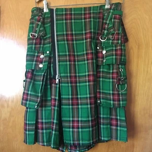 Tripp Men’s Green Plaid Kilt, S - Picture 1 of 10