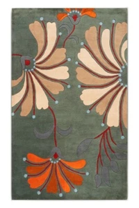 Batik Floral Handgetufteter Teppich & Vorleger 8x10 9x12 100% Wolle für Gästezimmer Dez - Bild 1 von 4