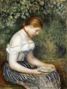 Pierre-Auguste Renoir ""Leser"" französischer Gartenimpressionist grüner Kunstwerkdruck - Bild 1 von 4