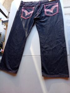 Ablanche Baggy Denim Jeans Men's 42x32 Y2K Hip Hop Skater Actual 42x30 Black