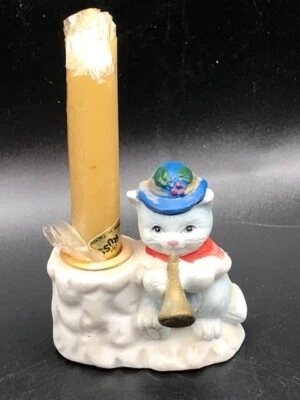 Белый кот день рождения подсвечник Russ винтажный - Изображение 1 из 4