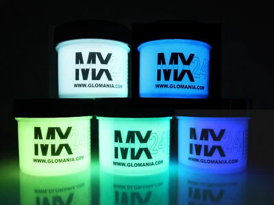 GLOMANIA MX24 ULTRA Glo in the Dark Paint 1/2ozx5colors Daytime Invisible