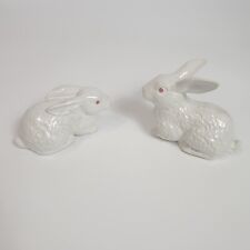 WONY Ltd White Rabbit Bunny Figurines Red Eyes Vintage  Japan set of 2
